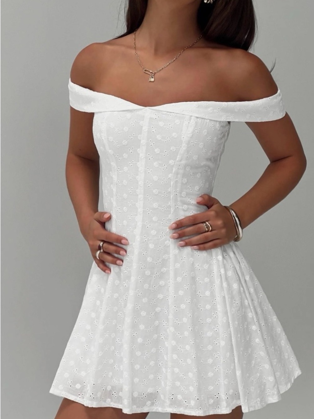 Princess Polly Rosebud Off The Shoulder White Mini Dress Petite 4 NWT